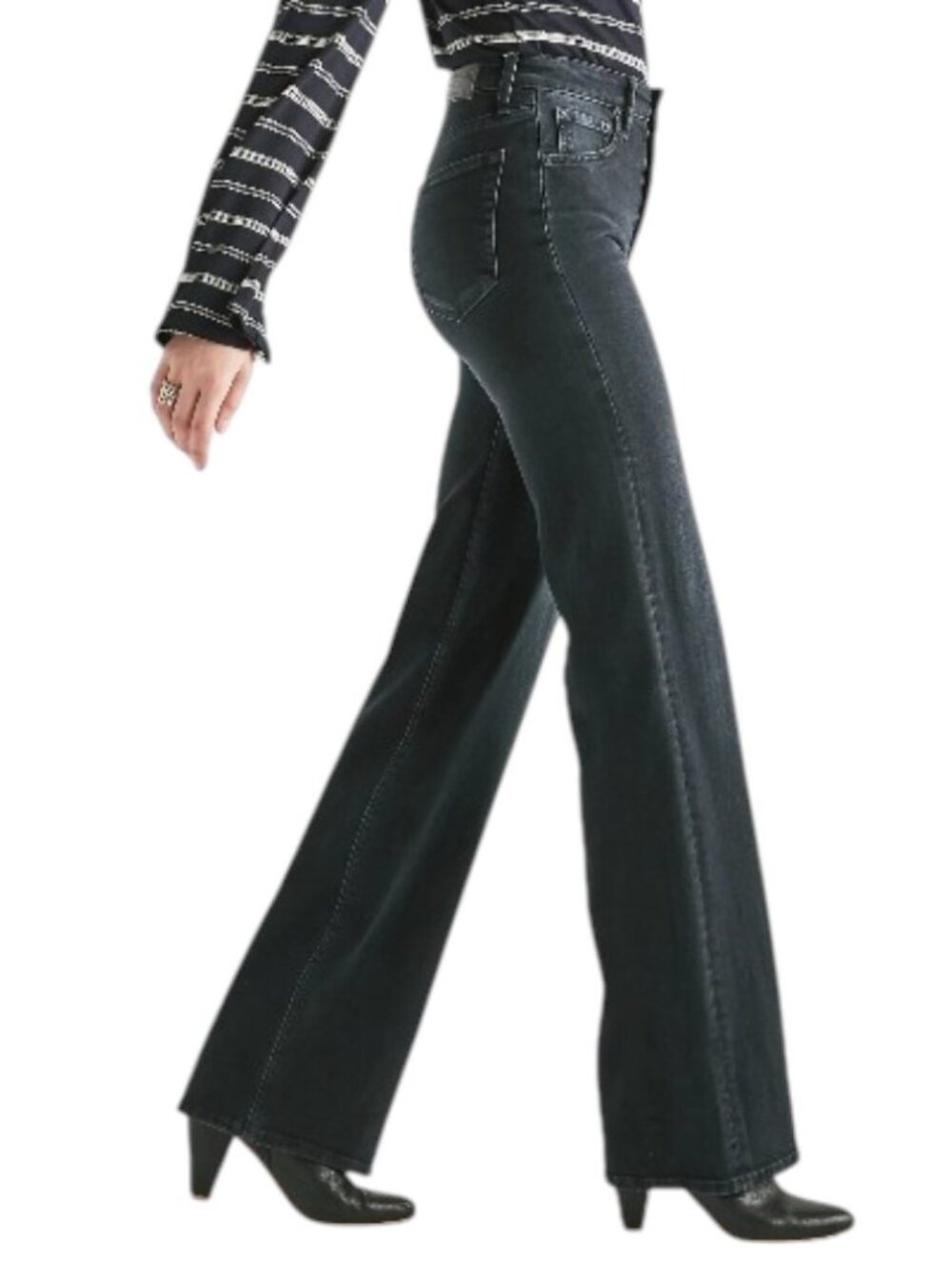Lucky Brand Black Bella Wide Leg Jeans Size 27 High Rise Boho Retro